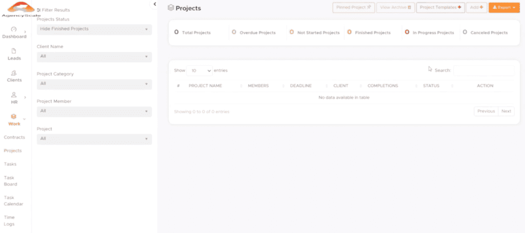 agency scale projects section