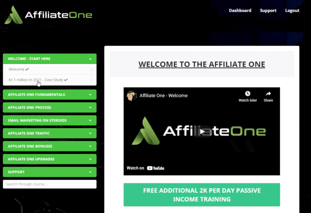 affiliateone members area