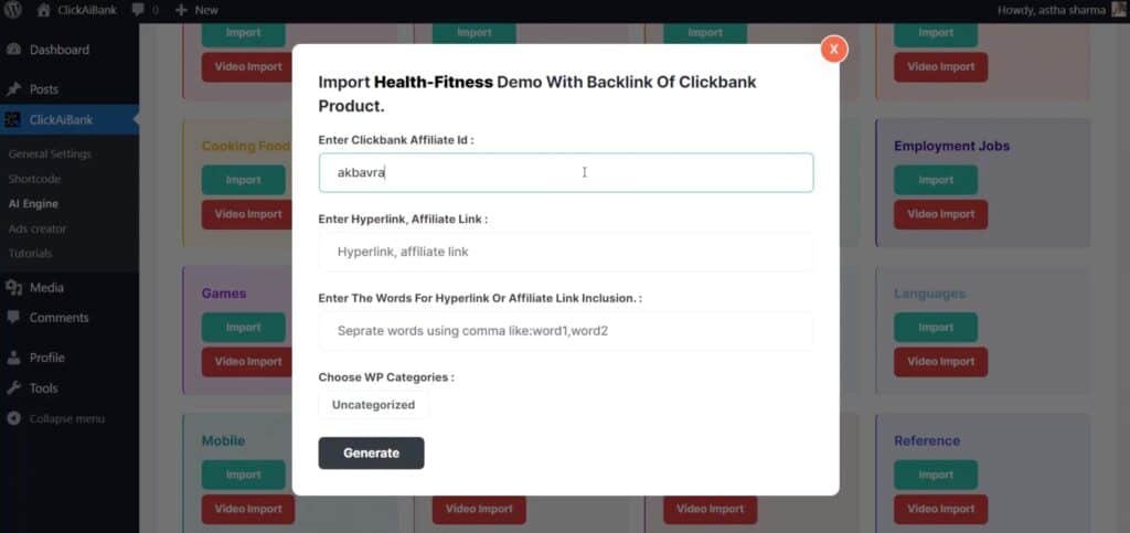 ClickAIBank dashboard