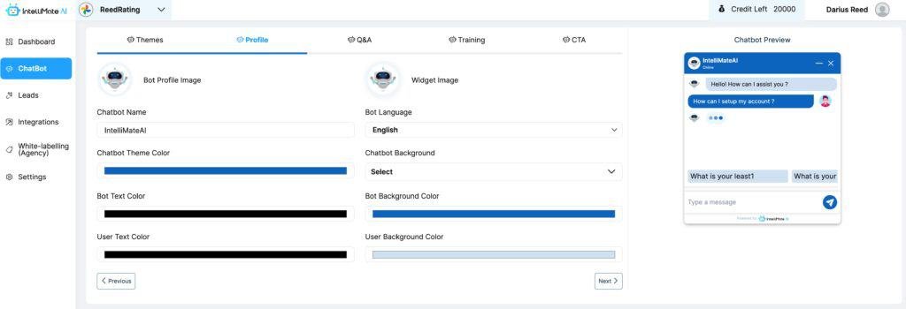 intellimate ai chatbot features