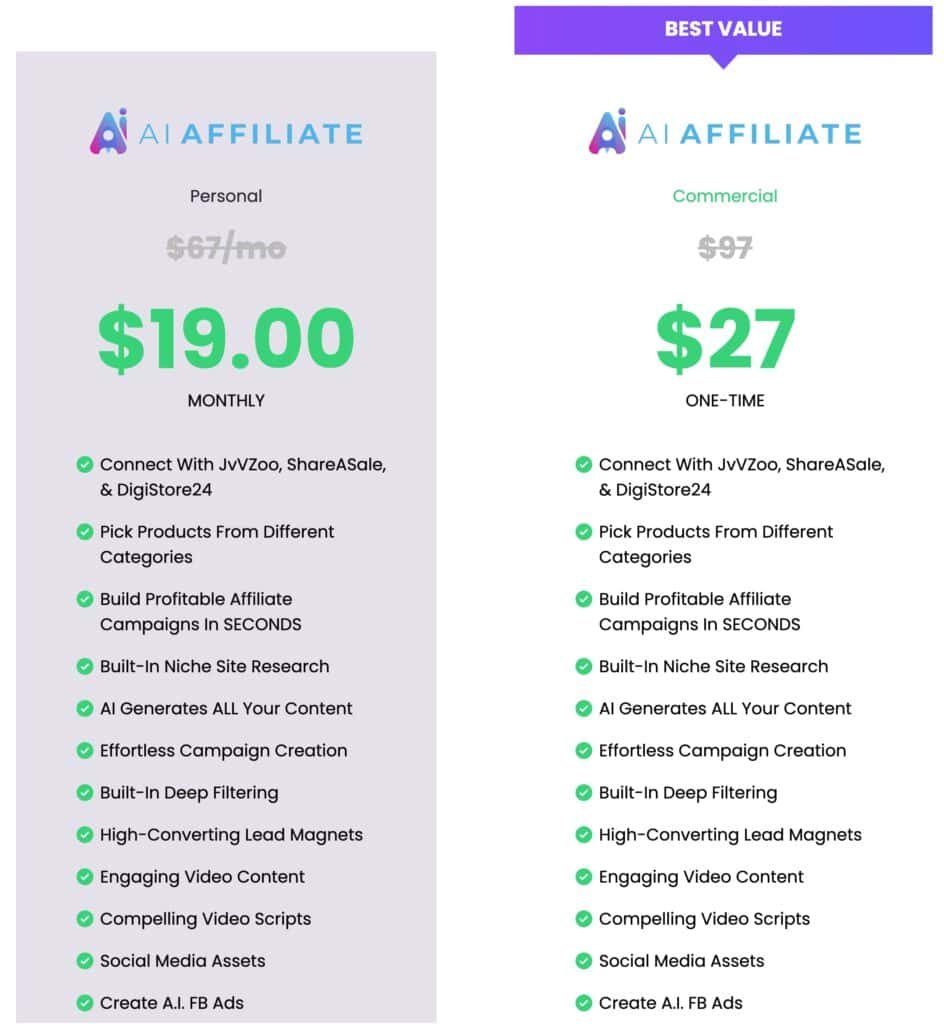 ai affiliate pricing