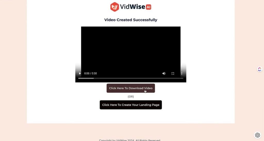 vidwise ai video download page